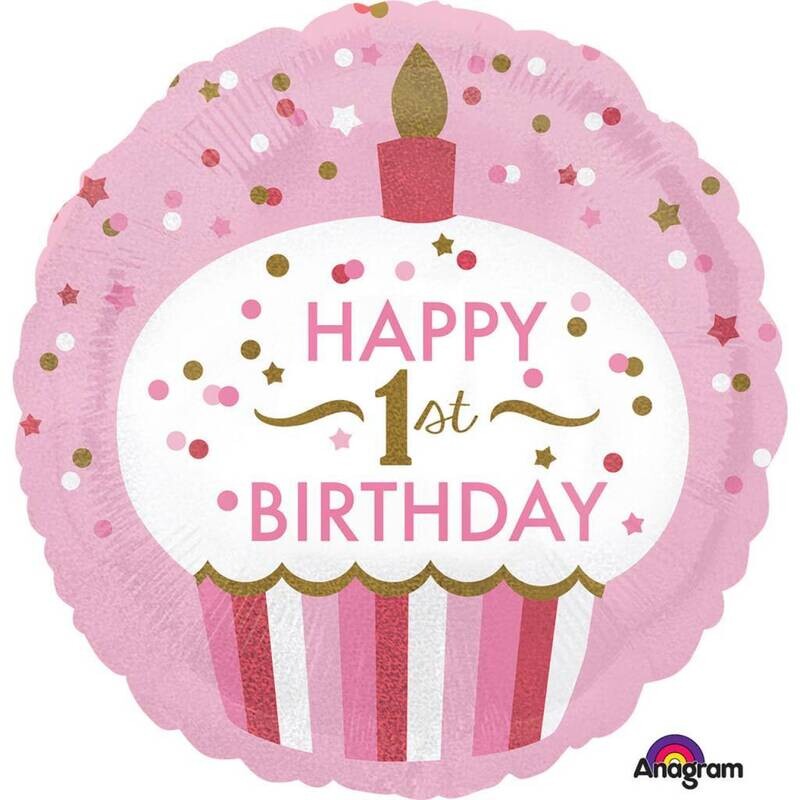 Foil Balloon - 1st Birthday Girl