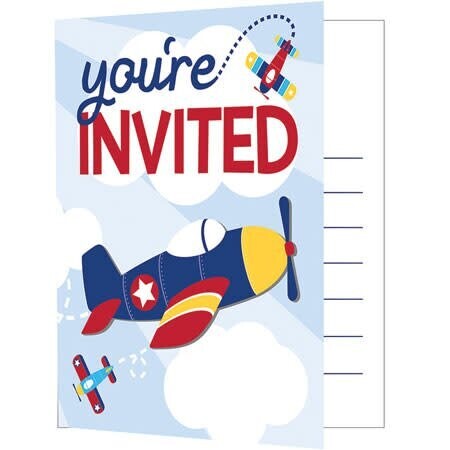 Invitations- Lil&#39; Flyer Airplane- 8pk