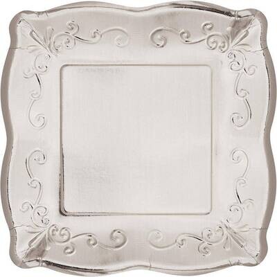 Beverage Paper Plates-Embossed-Silver-8pk-7&quot;
