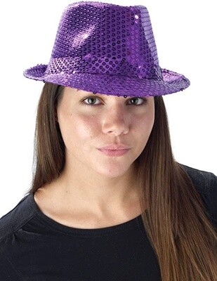 Hat - Fedora - Sequin Purple - Glitter - One Size - 1pc