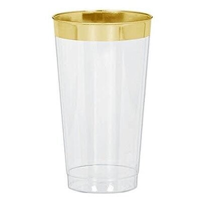 Tumbler Premium quality Plastic Gold Trim 16oz. (16pk)