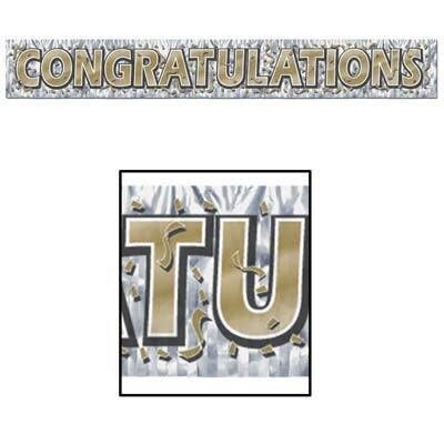 Metallic Fringe Banner - Congratulations - 5 ft.