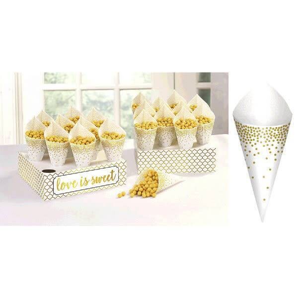 Treat Cones with Tray  - Paper (40 Pcs)