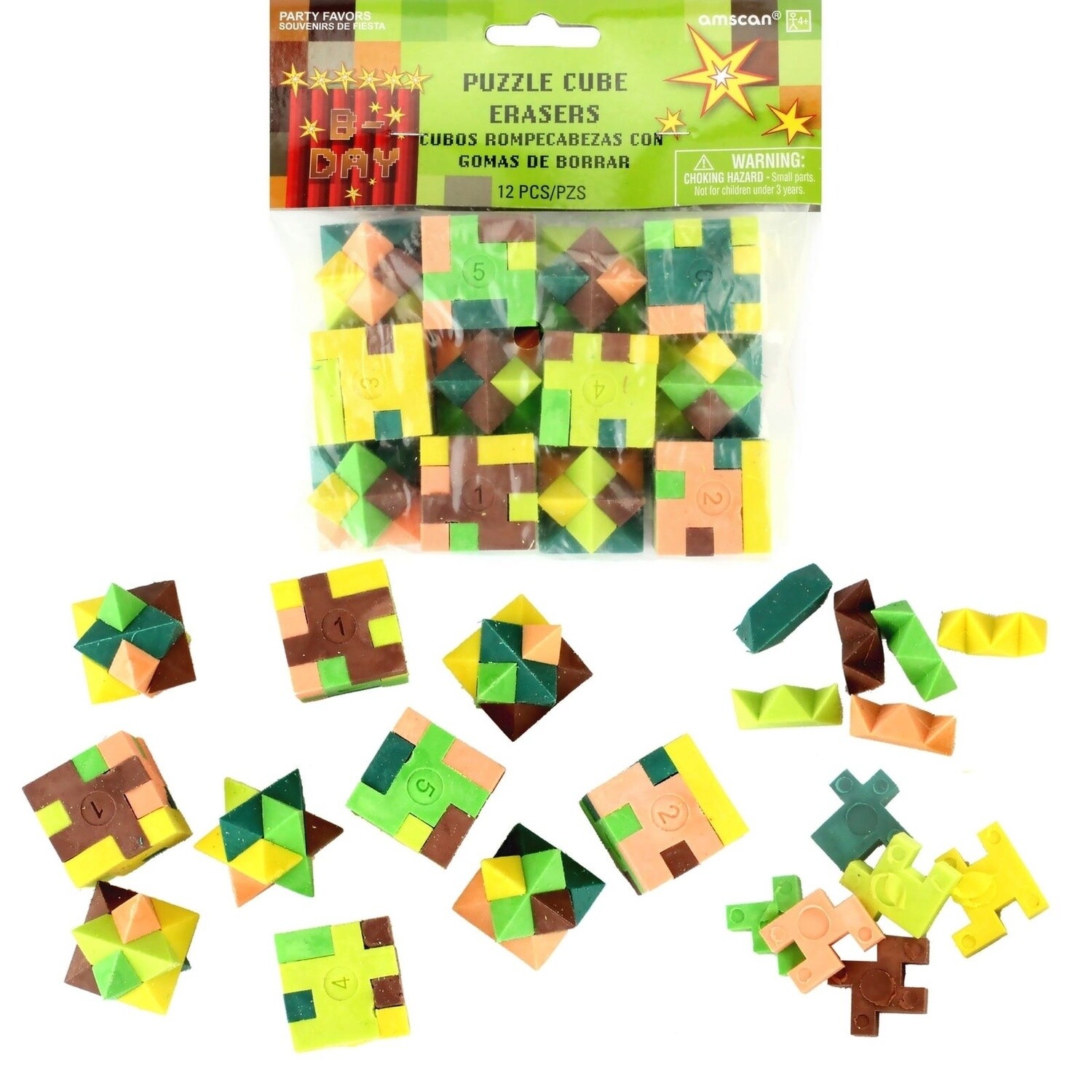 Puzzle Cube Eraser - Minecraft - 12pcs