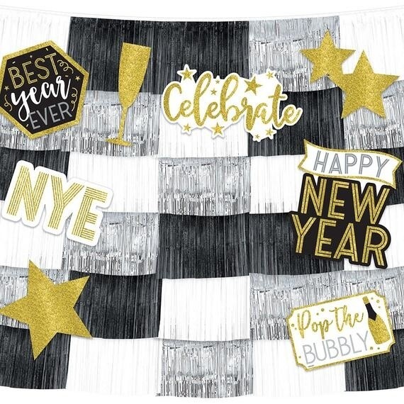 Decorating  Backdrop Kit - Fringe - Cutouts Nye