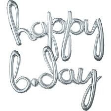 Foil Balloon- Air-Filled- Happy B-day- Silver