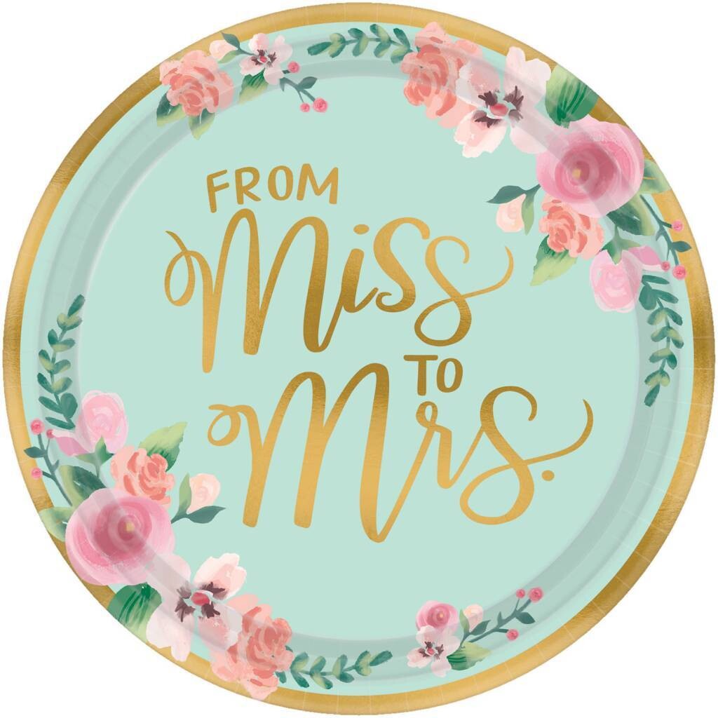 Dinner Paper Plates- From Miss To Mrs- Mint To Be- 8pk/10.5&quot;