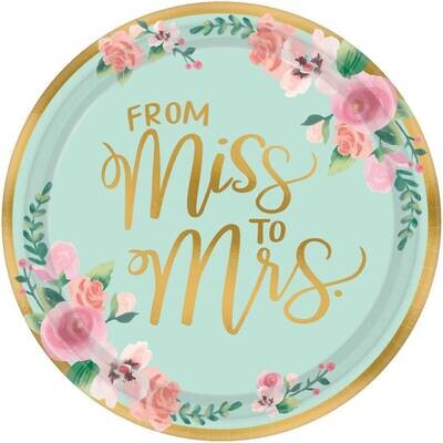 Dinner Paper Plates- From Miss To Mrs- Mint To Be- 8pk/10.5&quot;