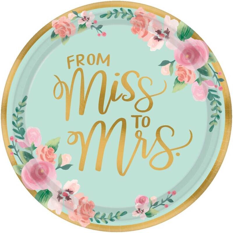Dinner Paper Plates- From Miss To Mrs- Mint To Be- 8pk/10.5&quot;