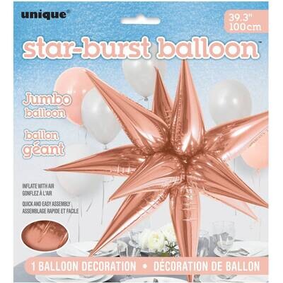 Star-Burst Foil Balloons (Air Fill Only) Rose Gold Jumbo