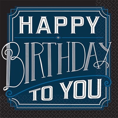 Beverage Napkins- Happy Birthday Man- 16pk- 2ply