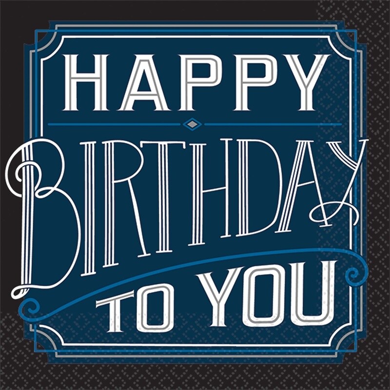 Beverage Napkins- Happy Birthday Man- 16pk- 2ply