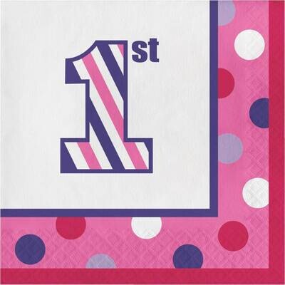 Luncheon Napkins-1st Birthday Sweet Stripes Girl-Final Sale