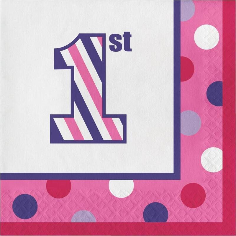 Luncheon Napkins-1st Birthday Sweet Stripes Girl-Final Sale