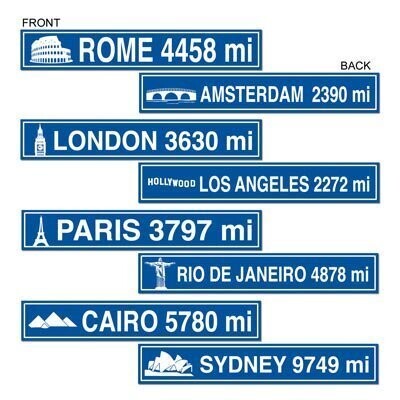 Paper Signs-World City Street Signs-2ftx4in