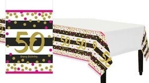 Tablecover - Plastic Pink and Gold 50