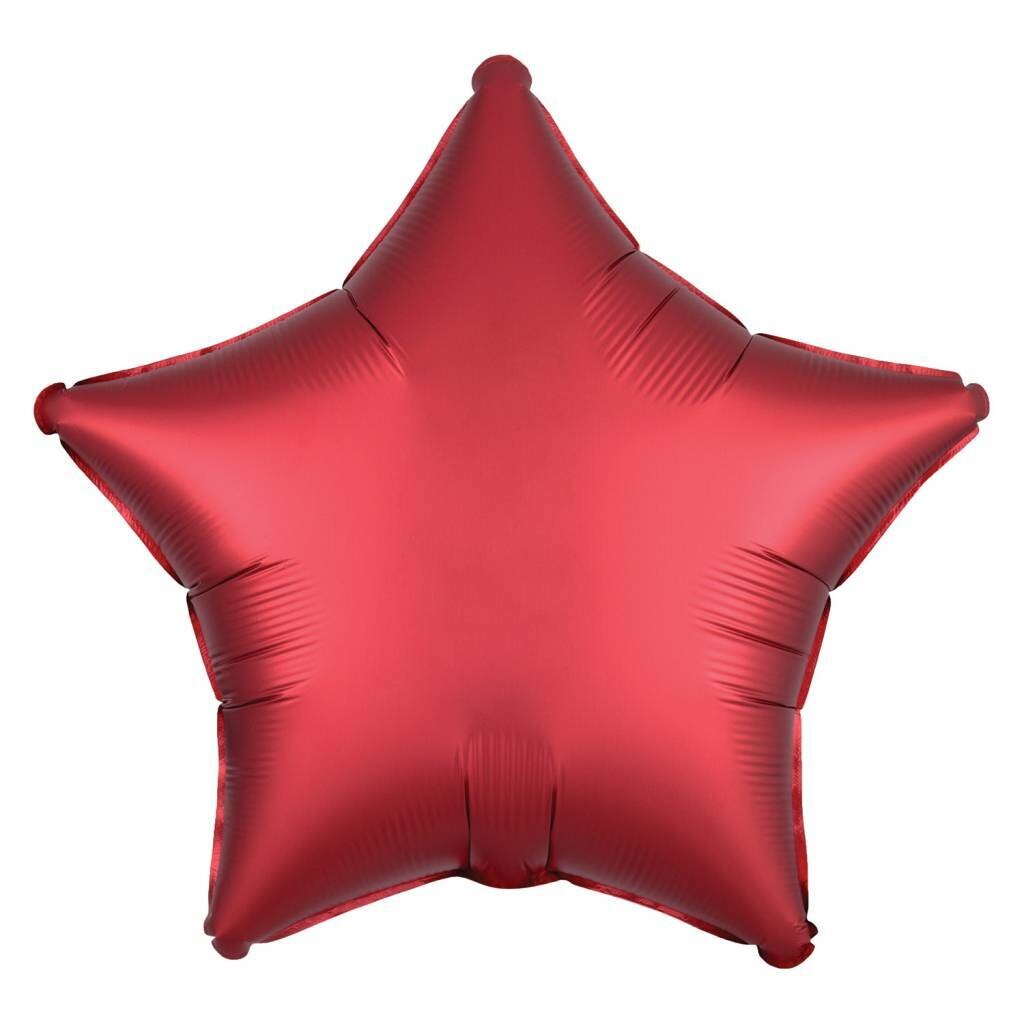 Foil Balloon - Apple Red Satin - Luxe Star - 18&quot;