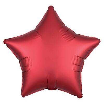 Foil Balloon - Apple Red Satin - Luxe Star - 18&quot;