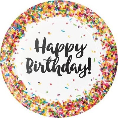 Lunch Paper Plates - Happy Birthday!- Sprinkles- 8pk- Discontinued