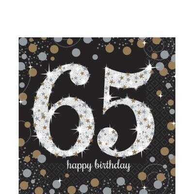 Napkins - LN - 65th Sparkling Celebration -16pkg - 2ply
