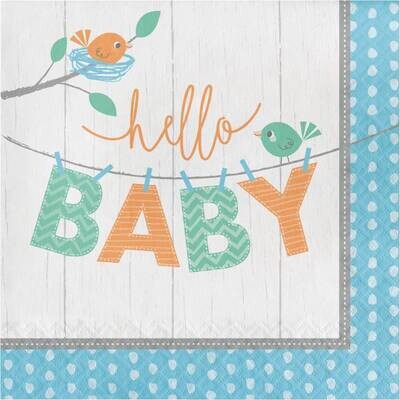 Luncheon Napkins-Hello Baby Boy-16pk-2ply