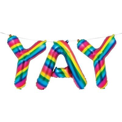 Foil Balloon - YAY - Rainbow Foil