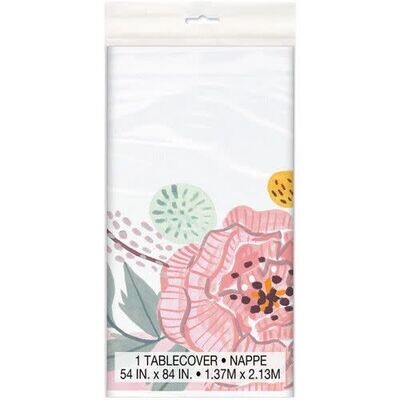 Plastic Table Cover- Pinted Floral- 1pc/54&quot;x84&quot;