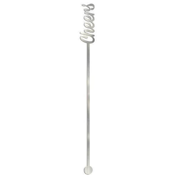 Plastic Stirrers- Cheers- Silver- 12pk