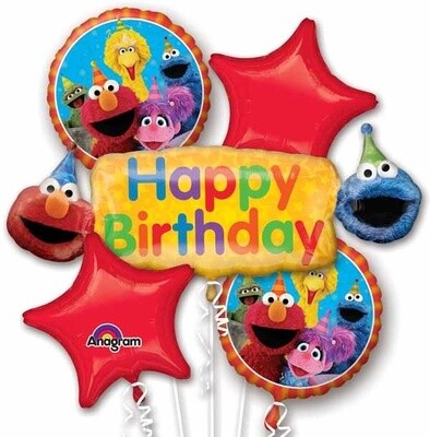 Foil Balloon- Sesame Street Bouquet- 5pk