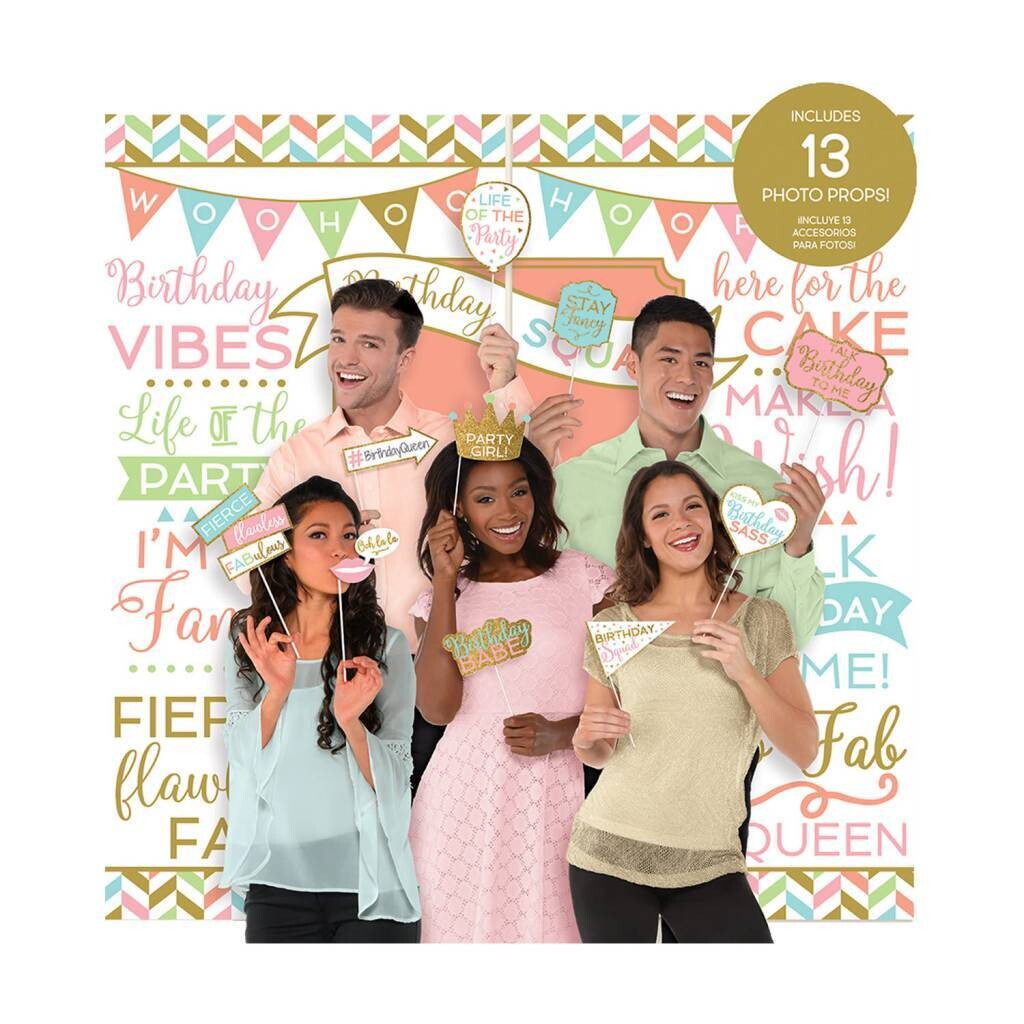 Confetti Fun Selfie Scene Setter® w/ Photo Props With Glitter