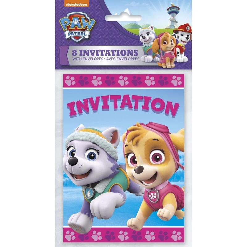 Invitations- Paw Patrol Girl- 8pk