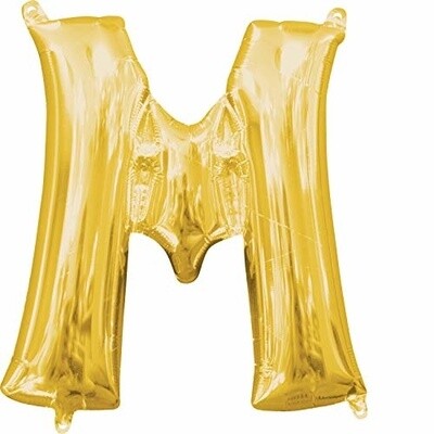 Foil Balloon Air Filled - Letter "M"- Gold - 16"
