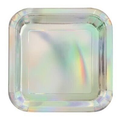 Plates-LN- Square- Iridescent (8ct)
