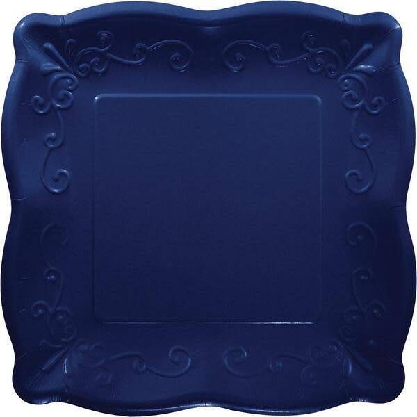 Dinner Paper Plates-Embossed-Navy Blue