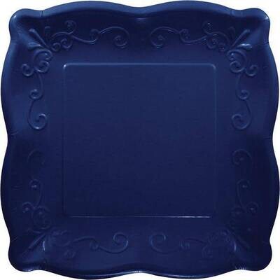 Dinner Paper Plates-Embossed-Navy Blue