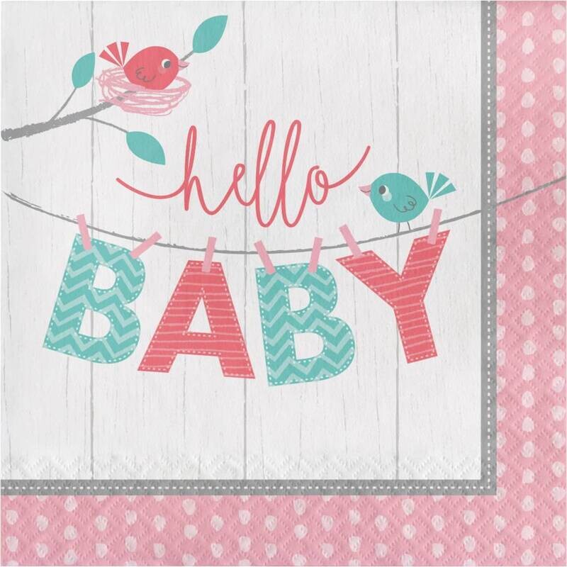 Luncheon Napkins- Hello Baby Girl- 16pk-2ply