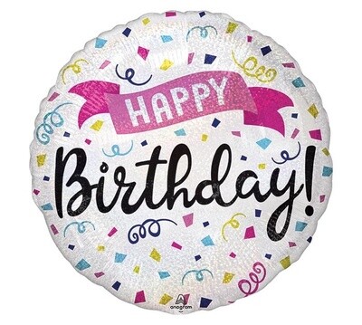 Foil Balloon - Happy Birthday Sparkle Banner - 17" Foil Balloon - Happy Birthday Sparkle Banner - 17"