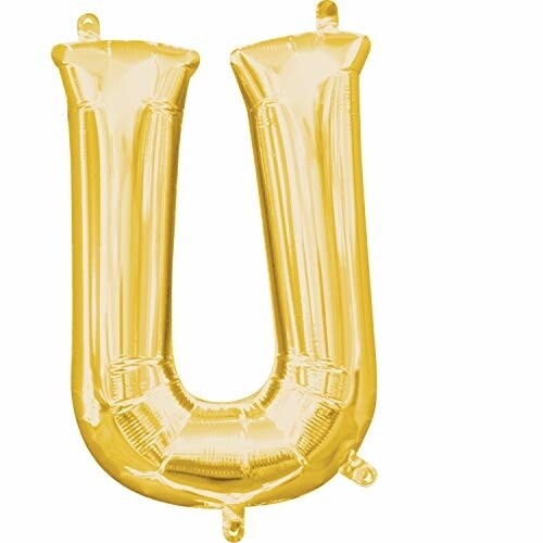 Foil Balloons-Air Fill-Letter &quot;U&quot;-Gold