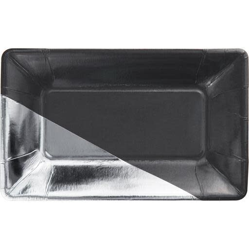 Appetizer Plates-Black &amp; Silver