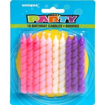Candles - Pink, Purple, White Spiral