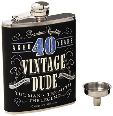 Vintage Dude- 40th Birthday- Flask