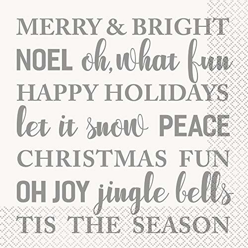 Napkins LN Silver &amp; Gold Holiday Snowflakes merry and Bright