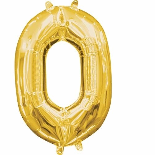 Foil Baloon Air Filled - &quot;0&quot; - Gold - 16&quot;