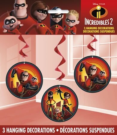 Hanging Decorations-Incredibles 2-3pk
