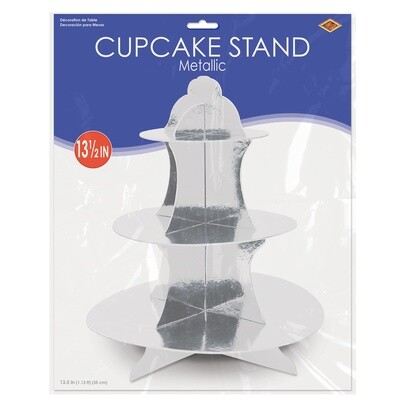 Cupcake Stand-Metallic Silver-13.5&quot;