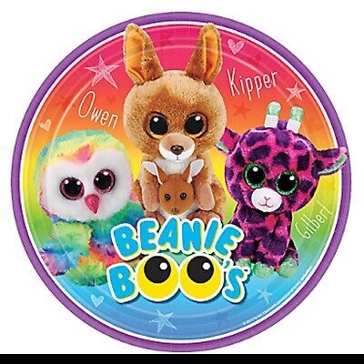 Beverage Paper Plates- Beanie Boos- 8pk/7&quot;