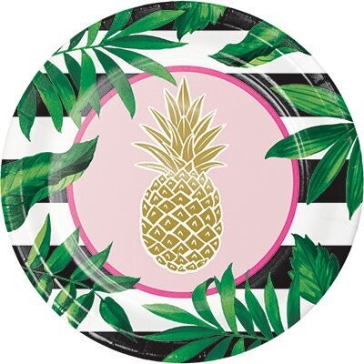 Dinner Paper Plates- Pineapple Wedding- 8pk- 10&quot;