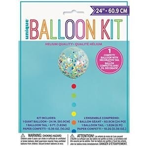 Balloon Kit- Confetti Balloon with Decorative Tail- 24&quot;