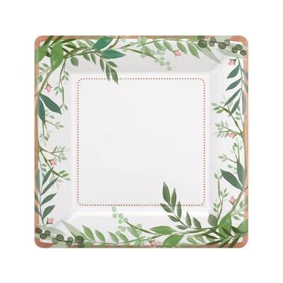 Plates- LN- Square- Love and Leaves- 8pk/7&quot;