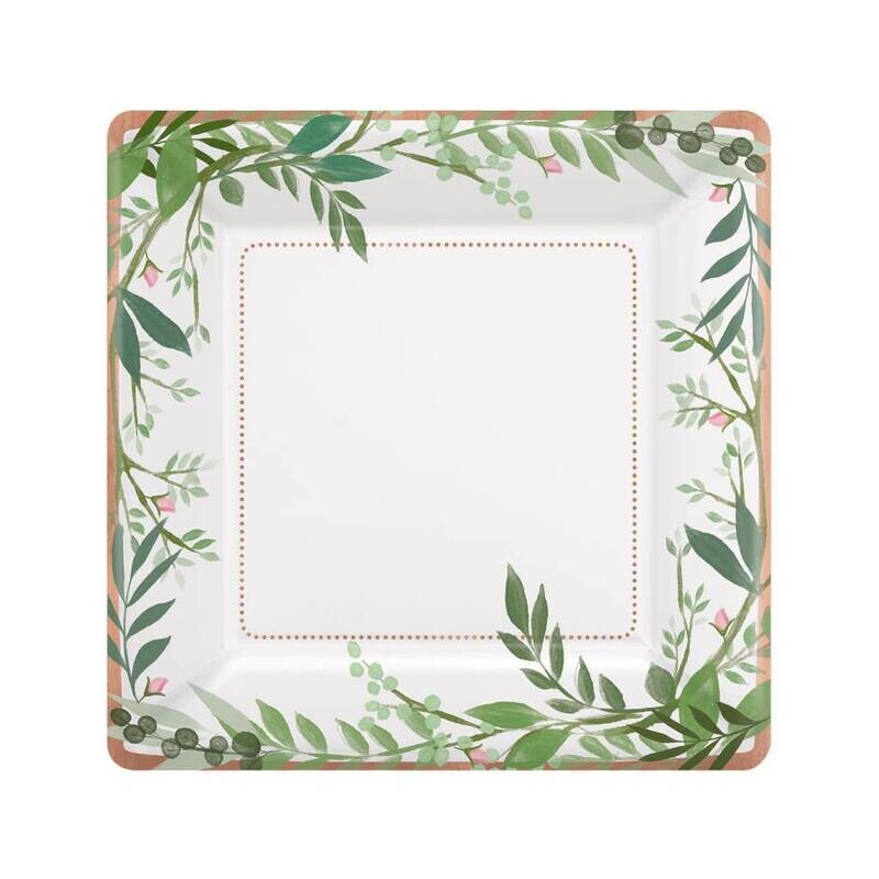 Plates- LN- Square- Love and Leaves- 8pk/7&quot;